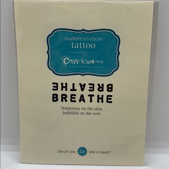 NWT Temporary Tattoo BREATHE (2 pack) - Picture 3 of 3